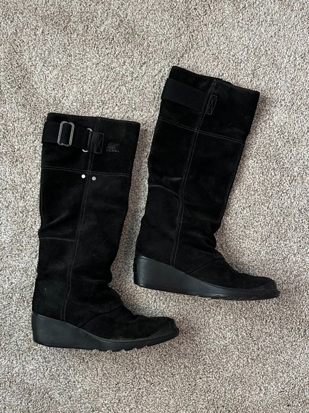 sorel toronto black suede tall wedge boots 🤍 7
